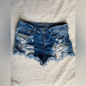 AMERICAN EAGLE OUTFITTERS Hi-Rise Shortie Size 10 Denim Shorts